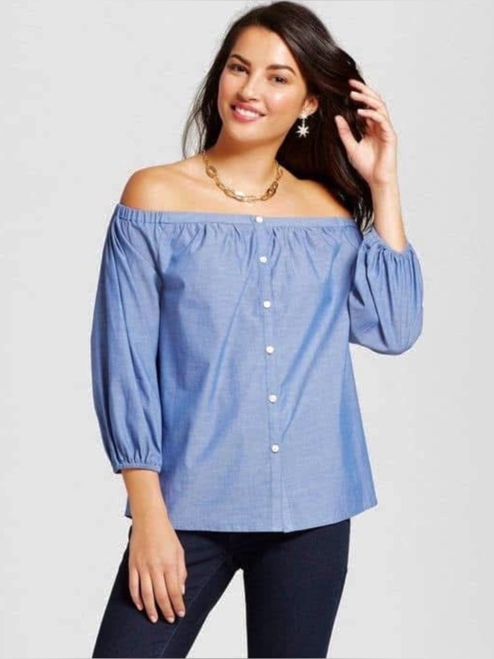 Blue Off Shoulder Top